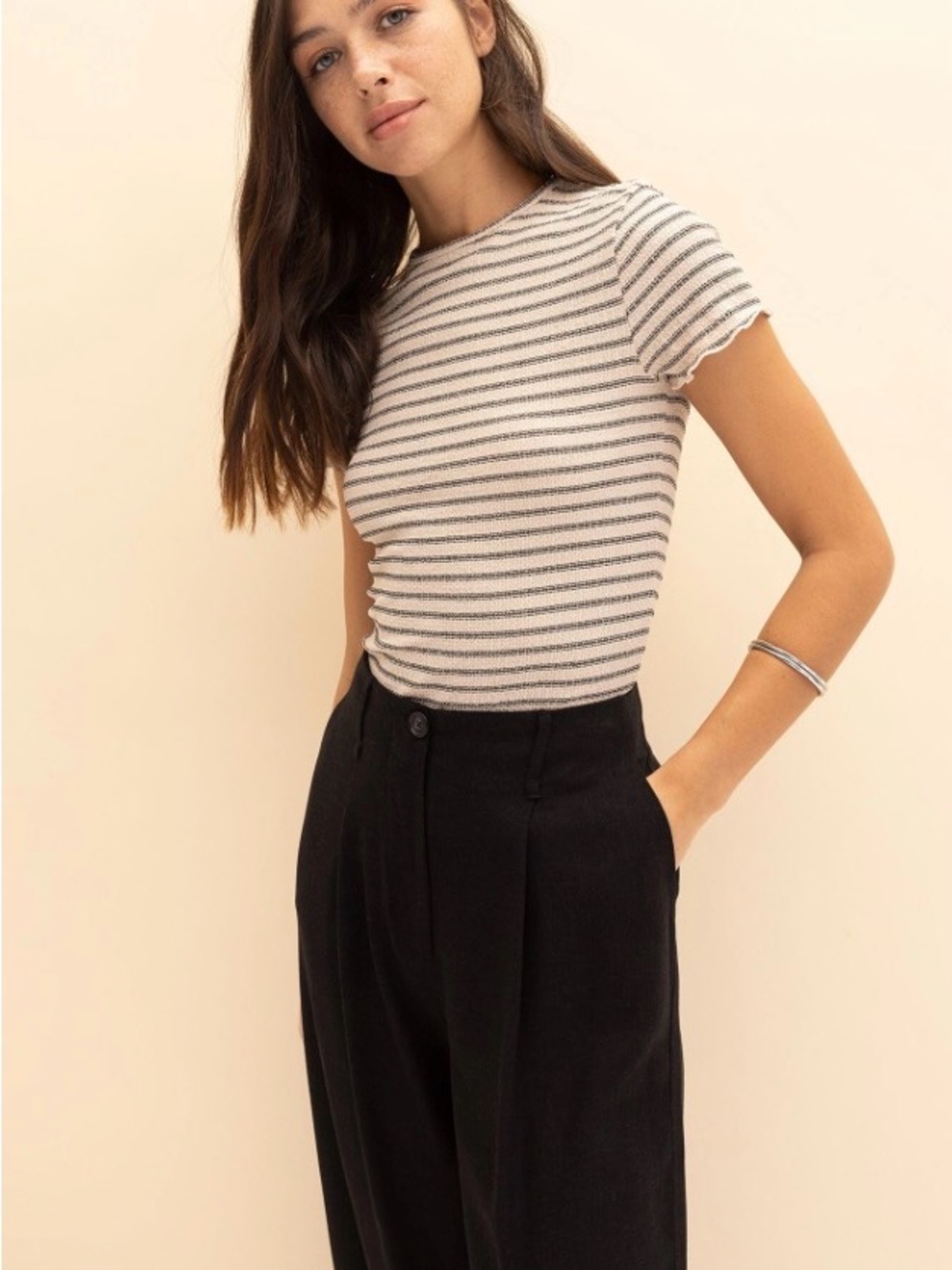 Striped Short-Sleeve Ribbed Tee